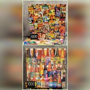 2 Puzzle Bundle • Craft Beer Bottles & Romance Comics • 1000 piece each Complete